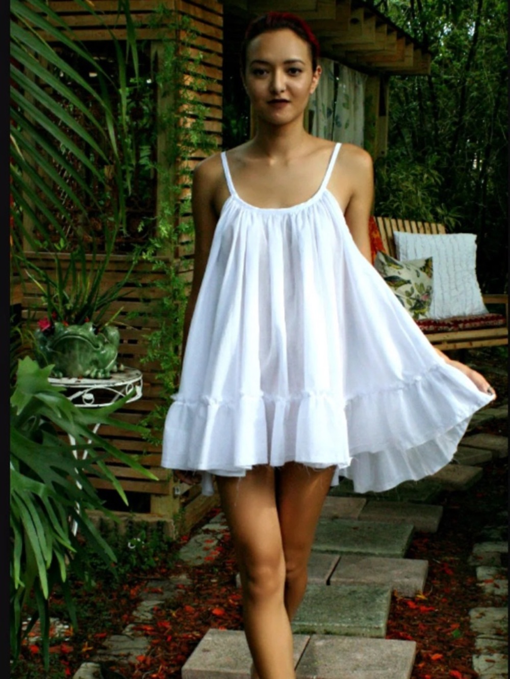 Sarafina Dreams White Cotton Babydoll Nightgown Size Small